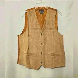 John L Blair Personal Choice Vintage Mens Tan/Camel Suede Snap Front Vest Large